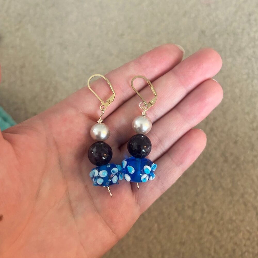hand crafted blue drop earrings